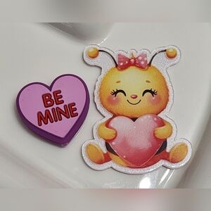 Valentine Flatback Beads Be Mine Acrylic Crafts Badhe Keychain Bag Clip Pin